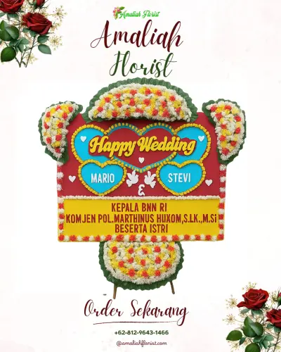 Karangan Papan Bunga Pernikahan di Kadumekar